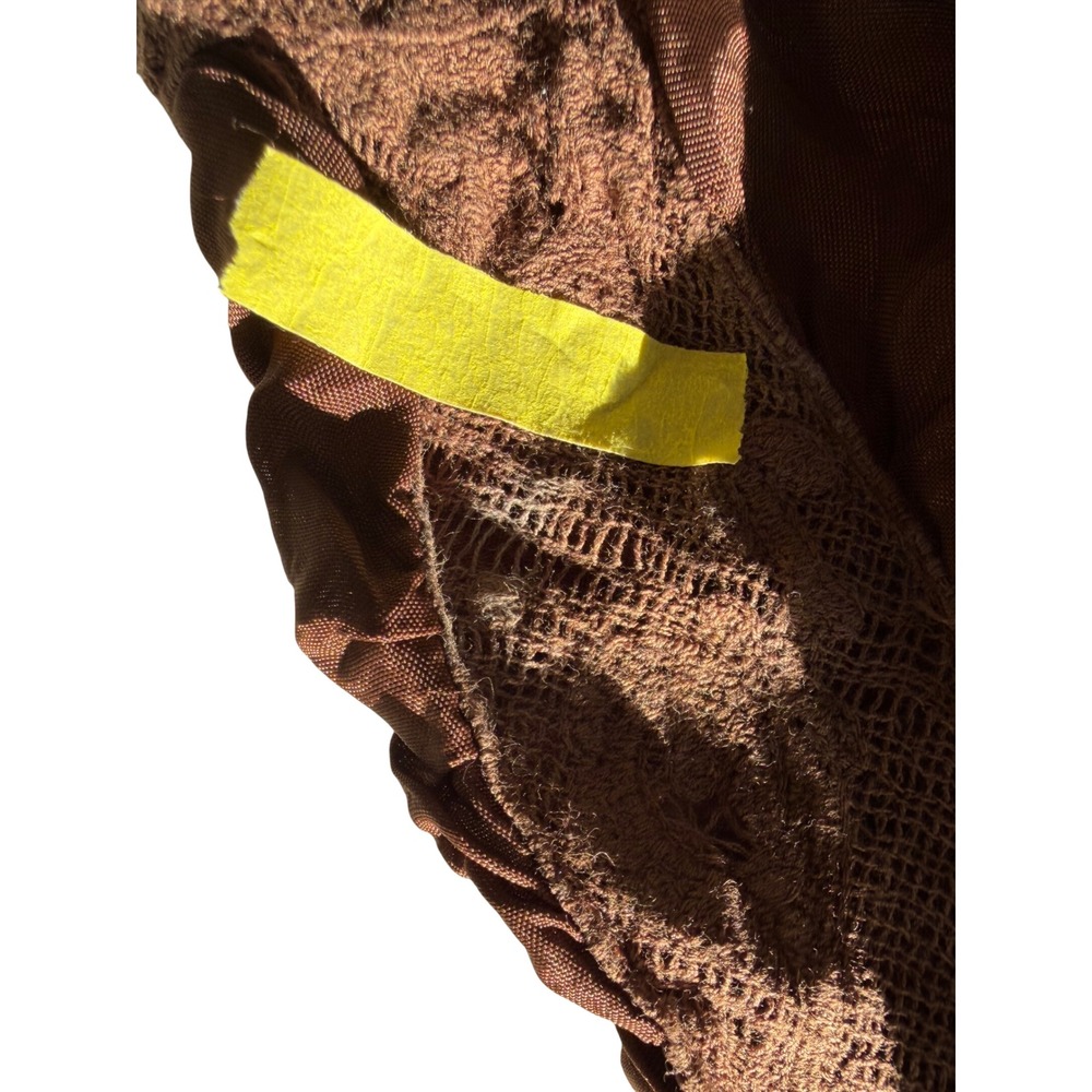 LoveShackFancy Brown Lace Ruched Victorian Blouse Mock Neck Button Front Size 4 - Picture 3 of 6